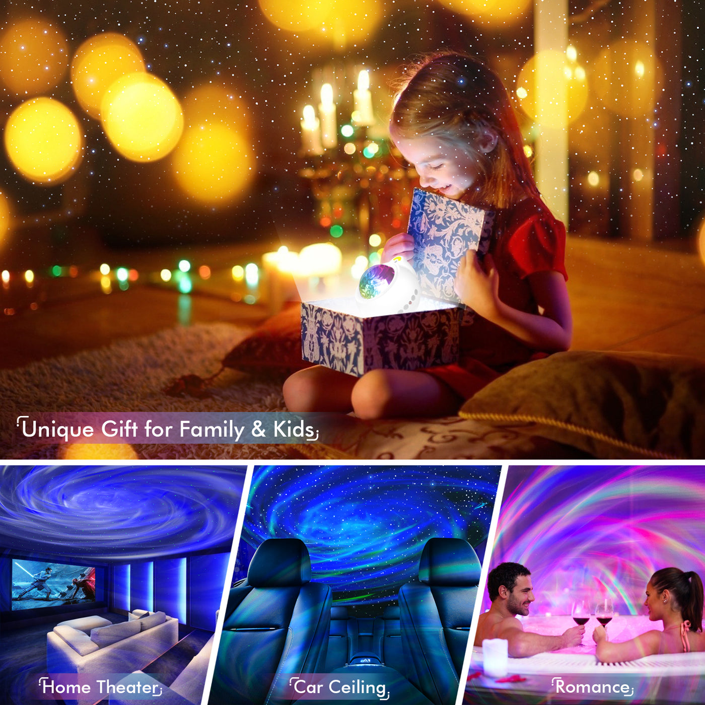 Galaxy Projector, Rossetta Star Lights for Bedroom with Remote Control, Bluetooth Speaker and White Noise, Night Light Projector for Kids Adults Gaming Room, Party, Home Theater, Ceiling, Room Decor
