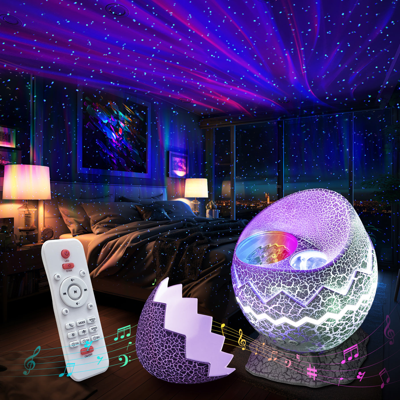 Rossetta Galaxy Projector, Star Projector LED Lights for Bedroom, Starry Night Light with White Noise and Bluetooth Speaker, Kids Adults Room Decor Aesthetic, Gifts for Christmas, Birthdays