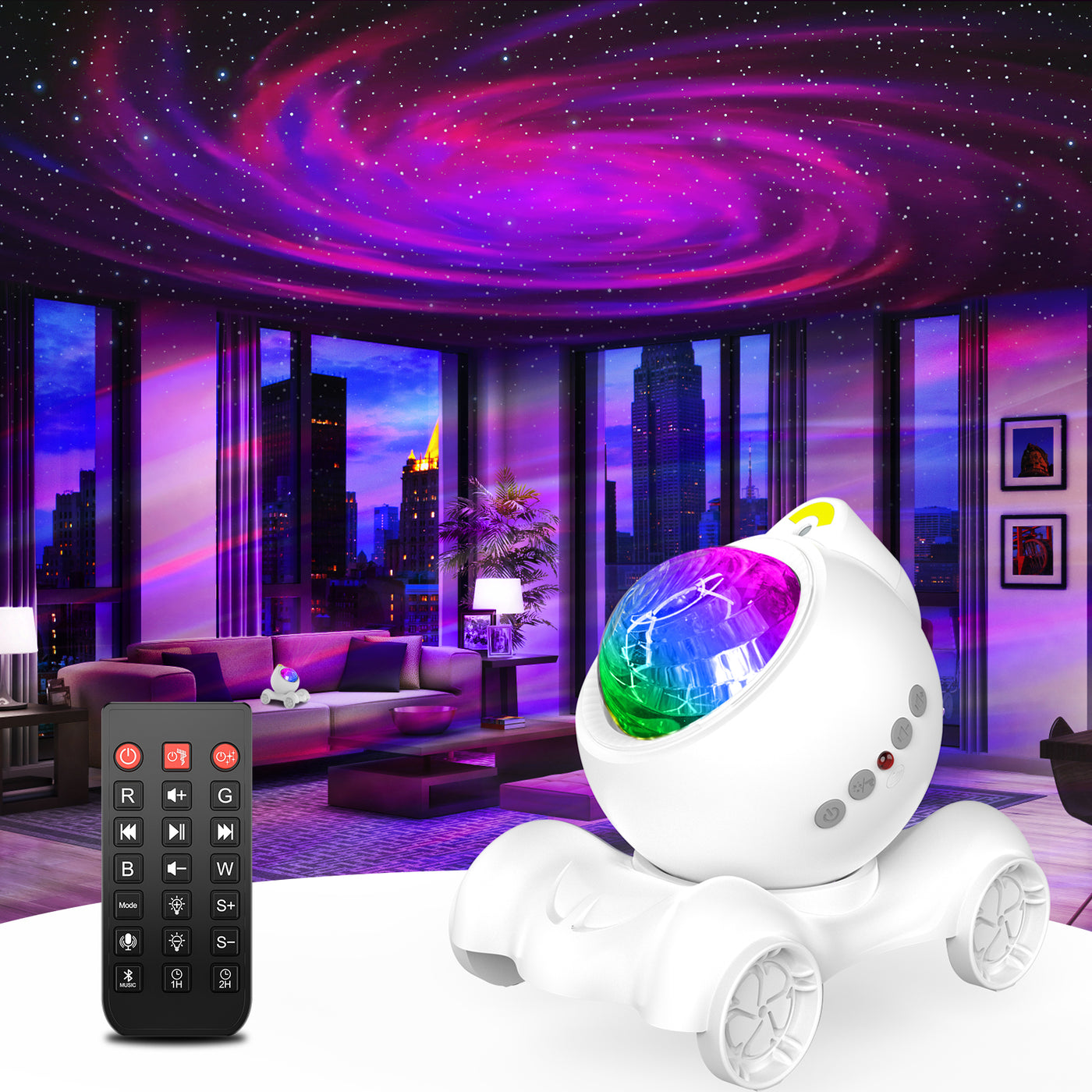 Galaxy Projector, Rossetta Star Lights for Bedroom with Remote Control, Bluetooth Speaker and White Noise, Night Light Projector for Kids Adults Gaming Room, Party, Home Theater, Ceiling, Room Decor