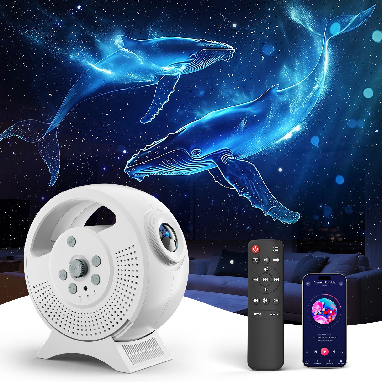 Rossetta Galaxy Projector, 3D Theme Projector with Bluetooth Speaker &