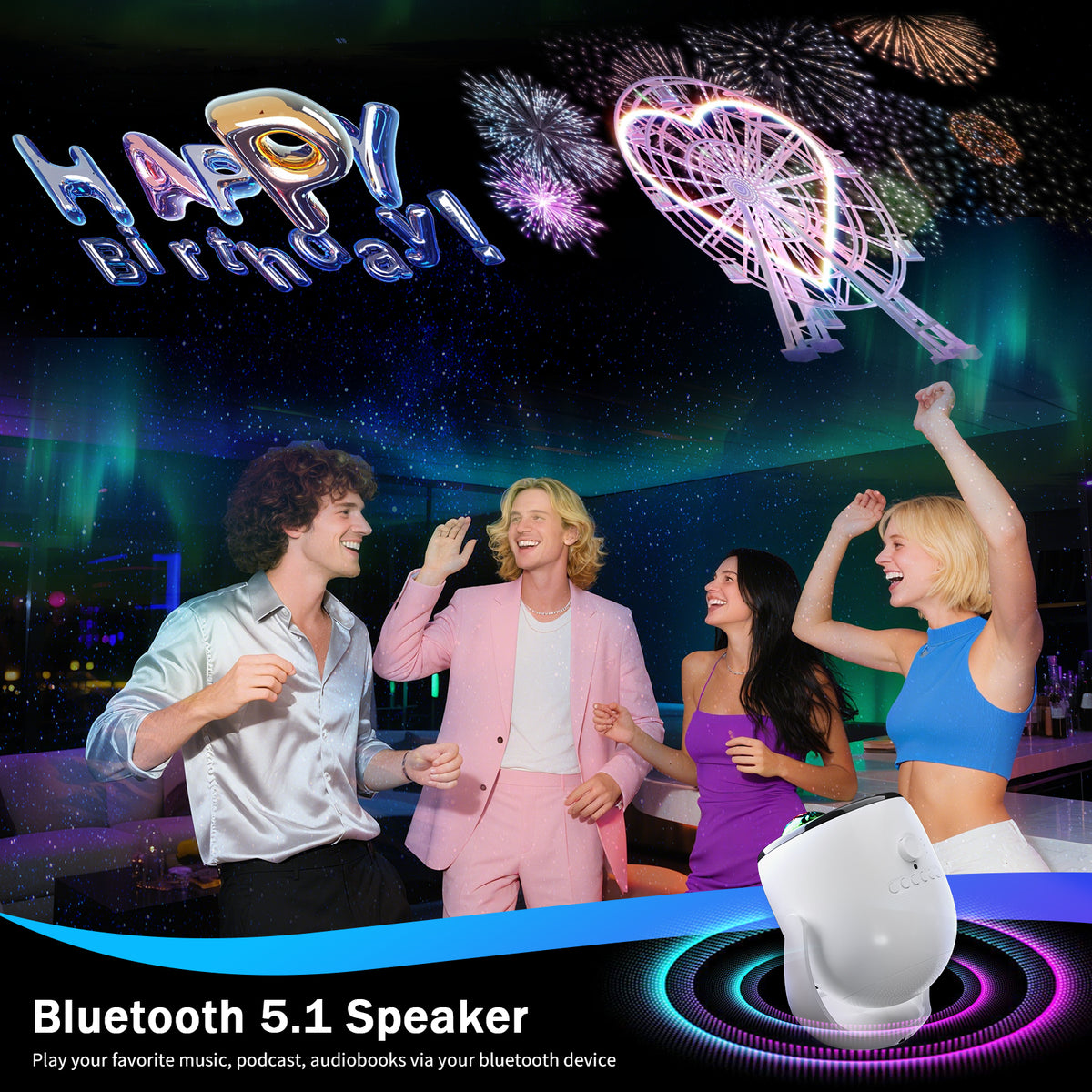 Rossetta Galaxy Projector Star Projector , 3D Projector for Bedroom ...