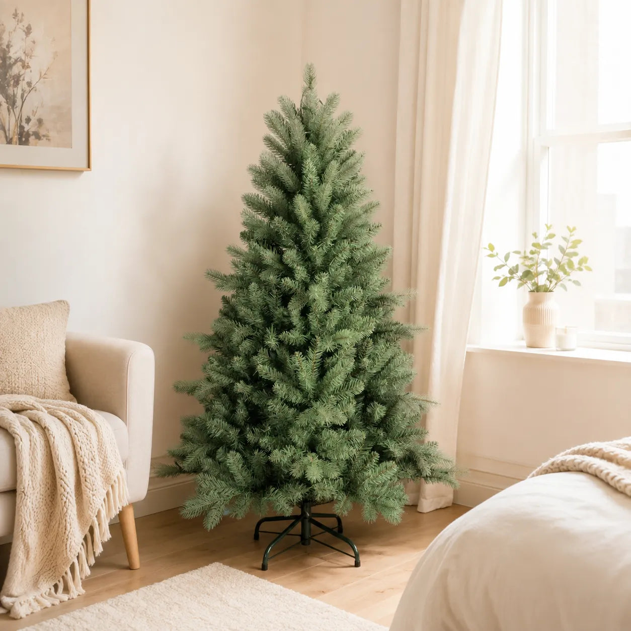 Unlit Blue-Green PE/PVC Artificial Christmas Tree, 2–9 FT
