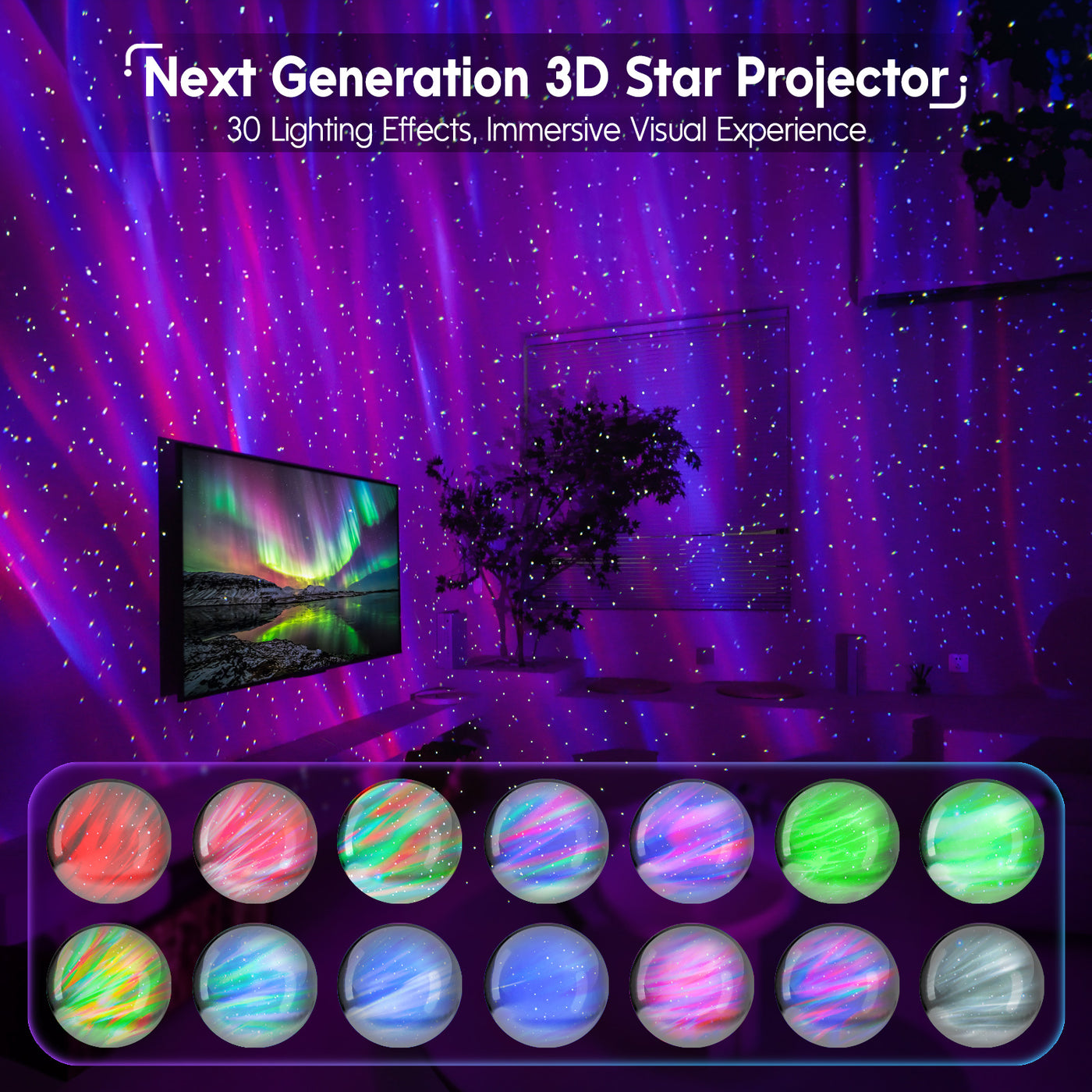 Rossetta Star Projector Next Generation Galaxy Projector Night Light,  Remote Control & 10 White Noise Sounds, Firefly Stars