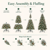 Four-step assembly and branch-fluffing guide for the snow-kissed Christmas tree