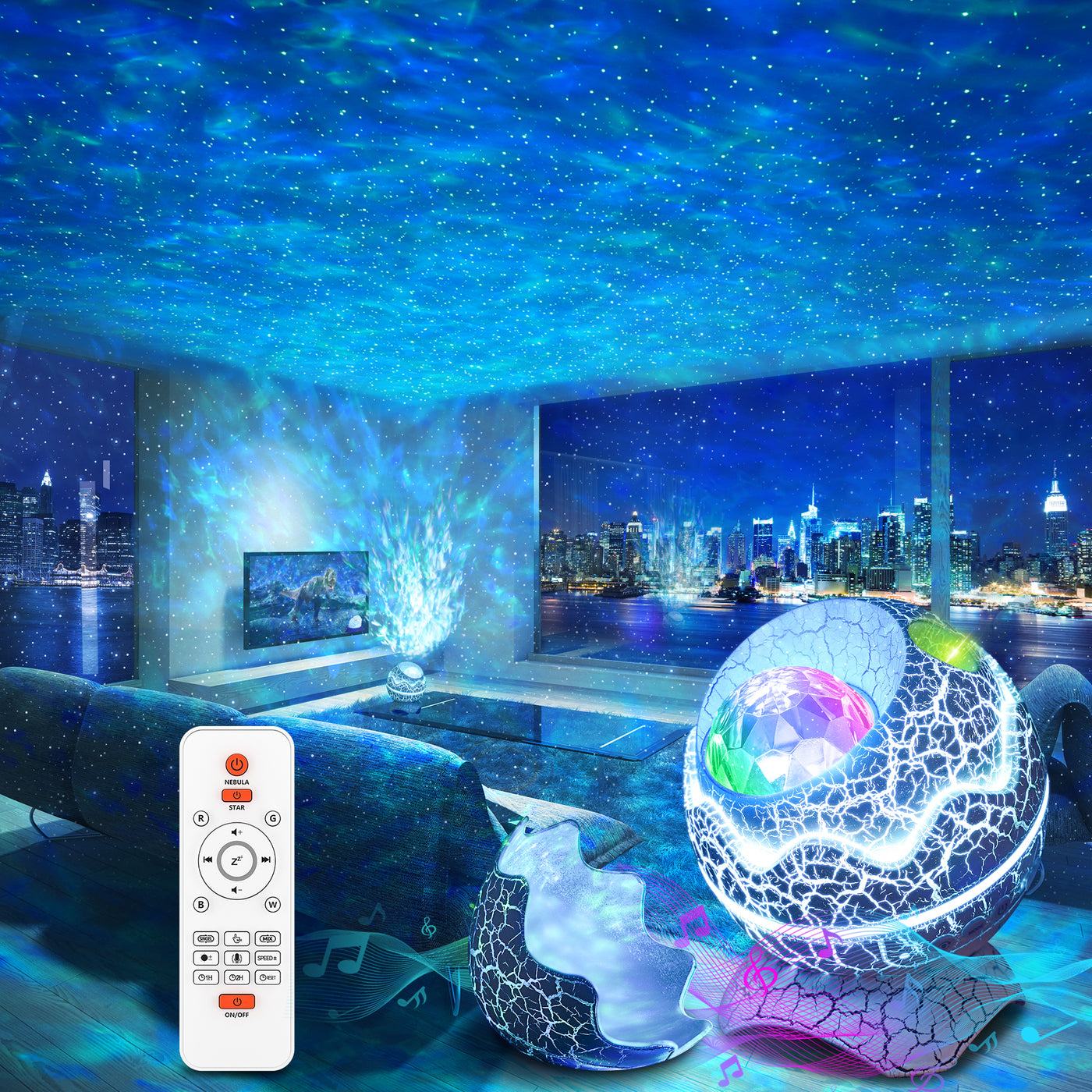 Star Projector in Galaxy Night Light Projector with White Noise and Bluetooth Speaker for Home Bedroom Decor, Remote Control, Christmas Birthday G - 1