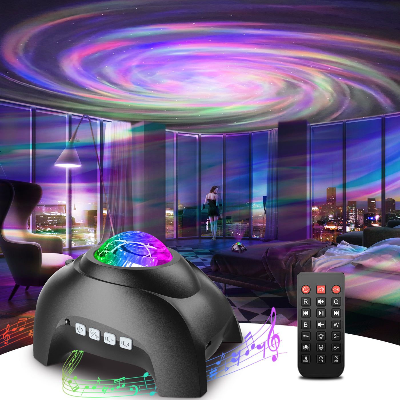 Star Projector in Galaxy Night Light Projector with White Noise and Bluetooth Speaker for Home Bedroom Decor, Remote Control, Christmas Birthday G - 1