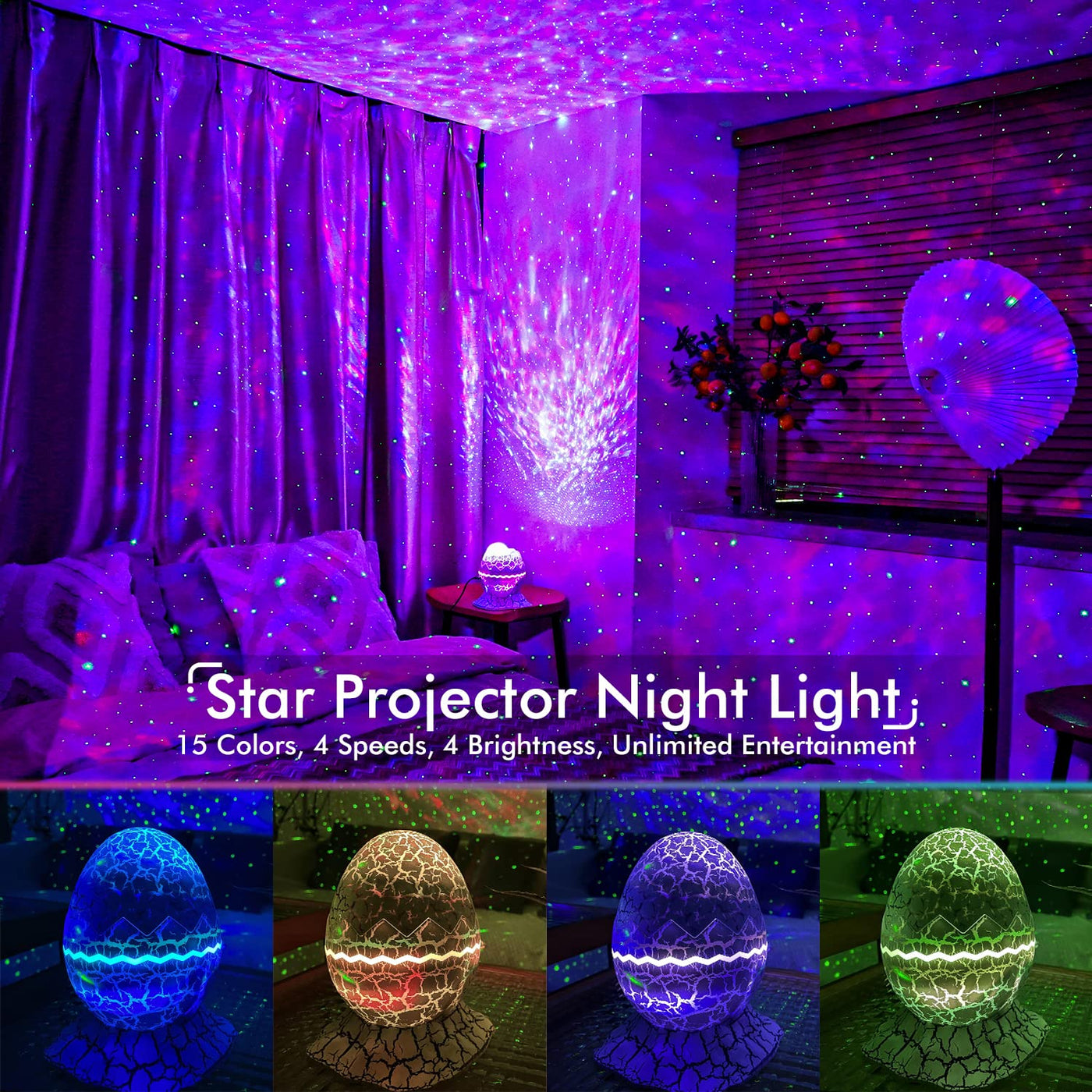 Rossetta Star Projector, Galaxy Projector for Bedroom, Bluetooth